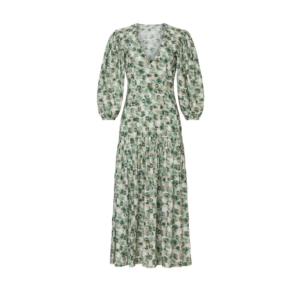 Marysia Imperialis Midi Dress Size‎ XS Green/White Scallop Cotton Resort Summer
